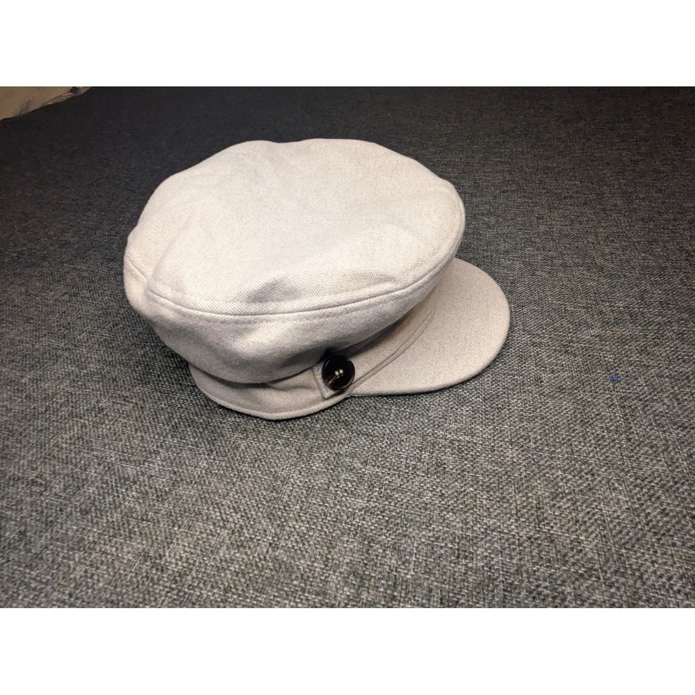 Accsa Adult Cabbie Newsboy Hat Beige Button Classic Adjustable Snap Cap